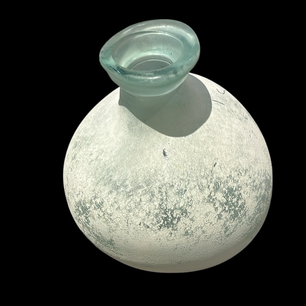 San Miguel Vidrios textured recycled mint green Bulbous Art Glass Vase